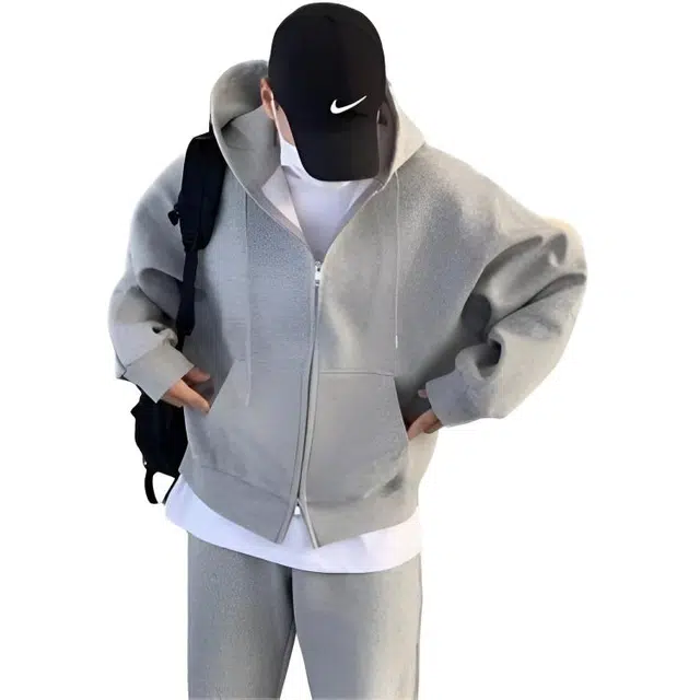 木木兔 经典潮牌美式高街长袖男生秋冬潮流穿搭冬天轻奢百搭冬季衣服国潮宽松简约时尚流行连帽开衫上衣卫衣 男女同款