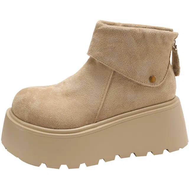 拾伍象 复古厚底显瘦百搭短筒靴 增高马丁靴 女