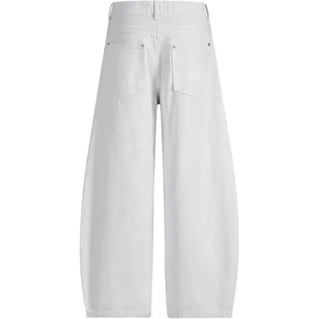 八哥 美式复古高街纯棉基础款铆钉水洗做旧设计感潮流时尚显瘦显高弯刀裤日常通勤百搭垂感舒适柔软长裤牛仔裤 男女同款