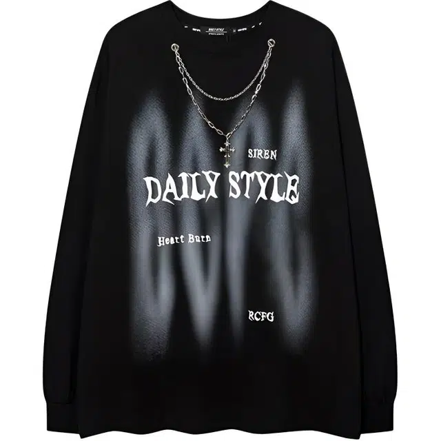 沐诚阳译 潮牌美式高街暗黑系长袖上衣百搭宽松圆领薄款潮卫衣 男款