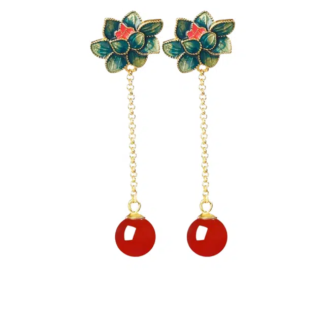 茂琼 柿柿如意万事顺遂好运连连新中式国潮古风简约小众设计轻奢高级首饰品耳钉女纯银耳坠耳饰时尚百搭饰品 玛瑙 玉髓耳环 女款