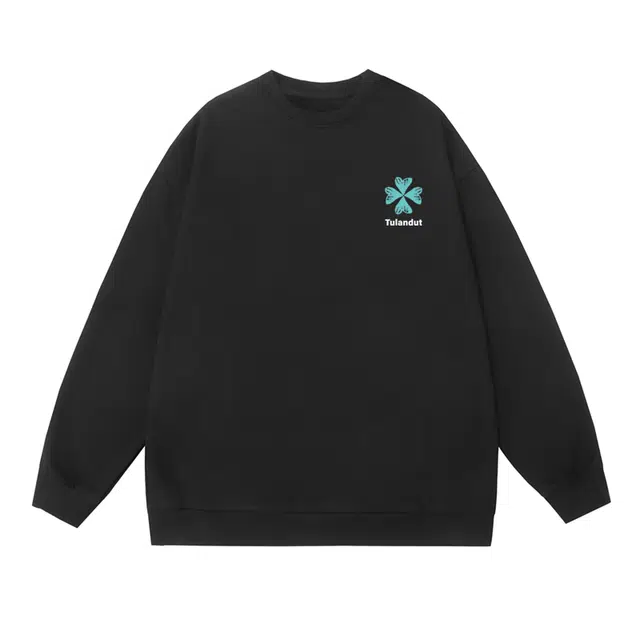 图兰朵 美式潮流秋冬日常基础简约小花印花无性别主义个性慵懒风舒适德绒保暖百搭透气通勤卫衣打底衣 男女同款