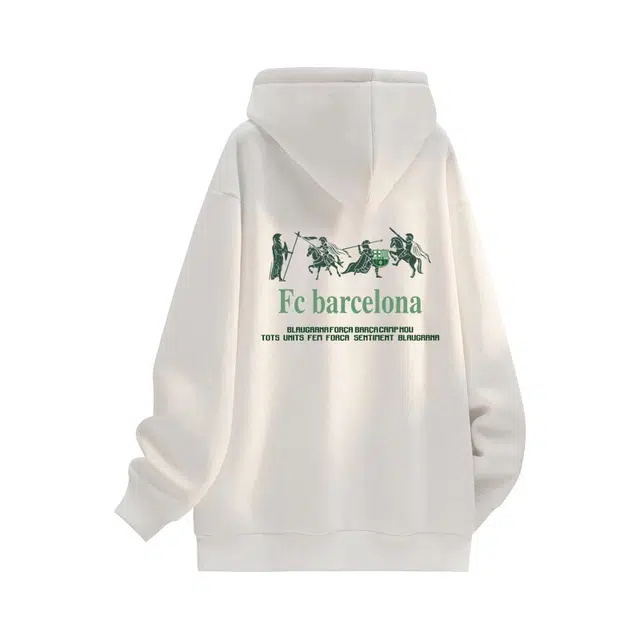 巴塞罗那足球俱乐部 美式高街学院风简约休闲帅气宽松百搭日常通勤套头连帽卫衣 男女同款