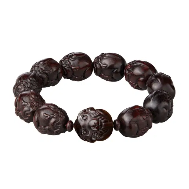 宣华意 【收藏级】吞金兽招财貔貅 本命年十二生肖转运珠文玩佛念珠檀香 平安顺遂 日进斗金#好运 紫檀属 木作手串 男款