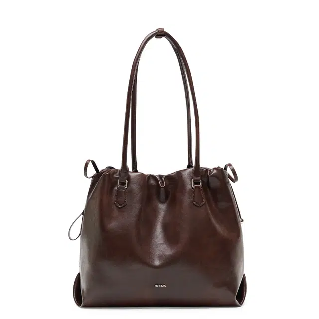 JONBAG Pleated Tote Bag Brown