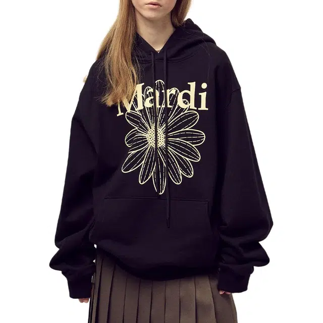 MARDI MERCREDI FW25 OVERSIZED HOODY FLOWERMARDI_BLACK CREAM