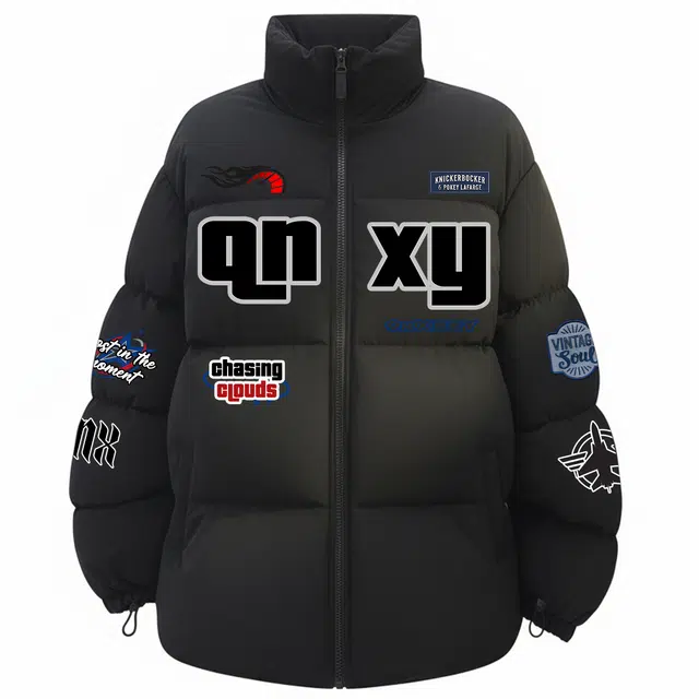Qnxeey Vintage Badge Logo Jacket