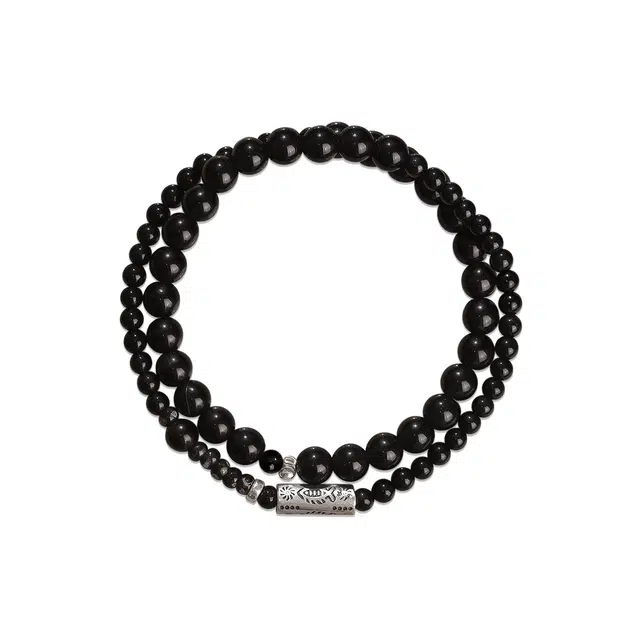 琅风 锦鲤双层转运珠气质百搭高级感轻奢潮流小众设计叠戴百搭 好运 黑曜石 手串 女款