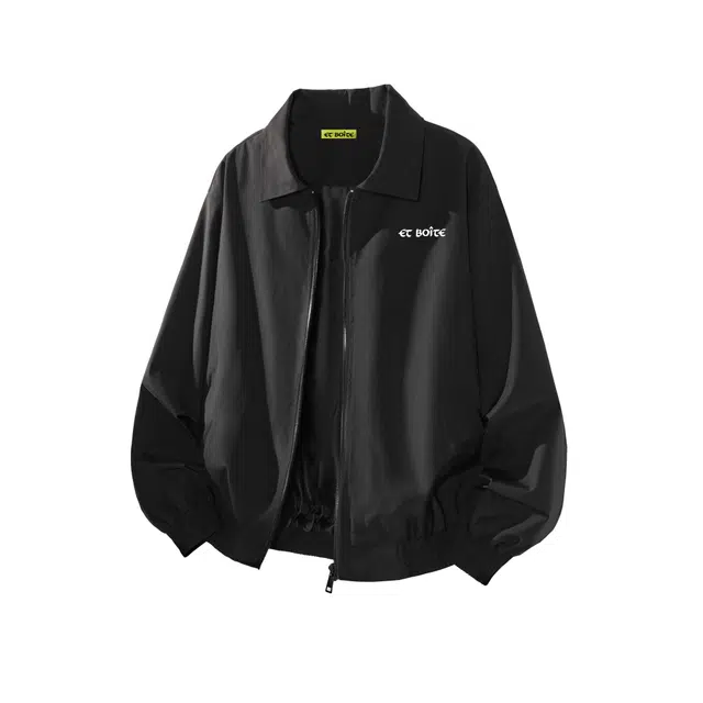 法文箱子 春秋季美式潮牌高级感痞帅飞行员软壳冲锋衣外套翻领棒球服夹克 男女同款