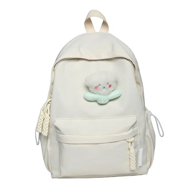 米囹 别样潮萌毛绒小熊点睛穿搭 秋时光加宽肩带舒适男女同款 轻盈 双肩包 常规 乳白色/黑色/粉红色/浅黄色/浅绿色