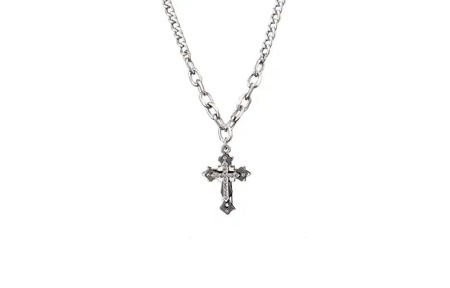 清脆小溪 十字架潮流个性小众简约通勤 轻奢大小设计高级感 合金 项链 男女同款情侣款