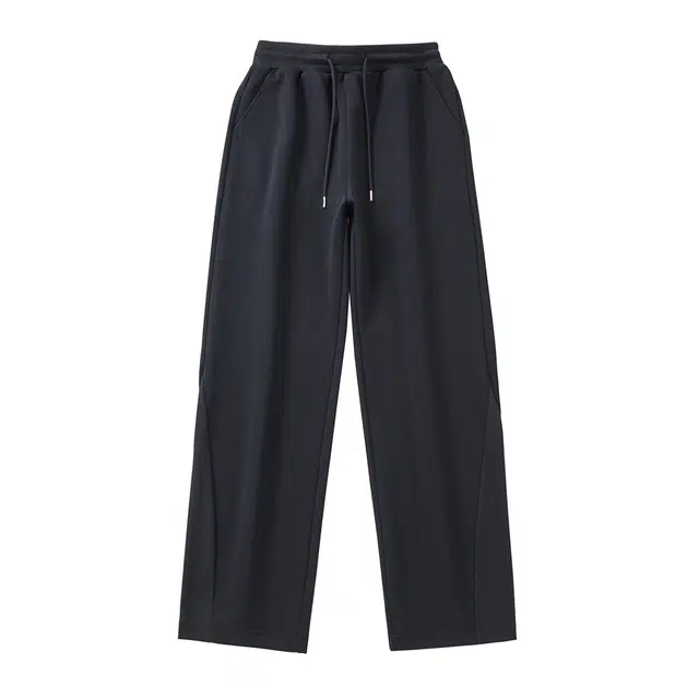 希越 美式复古拼接纯色简约直筒运动卫裤秋冬季宽松垂感阔腿休闲裤 男款