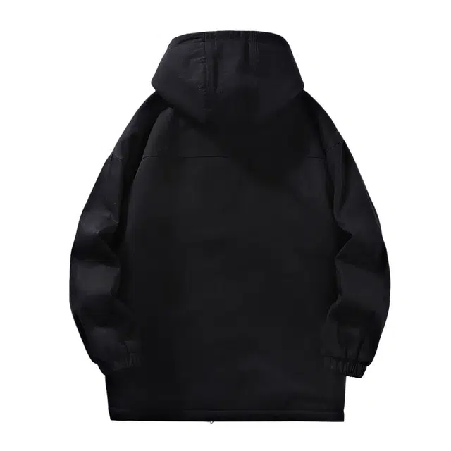 棉基因 冬季连帽羊羔绒双色优质棉棒球服保暖高个小个子日系男简约潮流夹棉袄子美式高街工装风青少年职场通勤学院风棉衣外套 男女同款