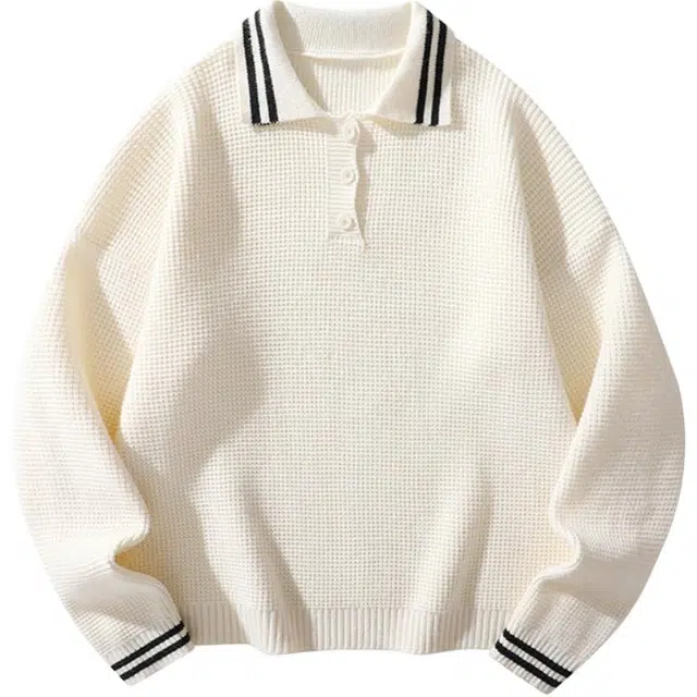 颂希尔 条纹撞色学院风慵懒港风复古休闲百搭时尚潮流针织衫 男女同款
