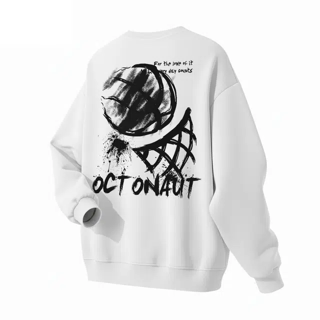 海底小纵队 美式高街炫酷进球投篮涂鸦网格简约印花潮人必备嘻哈街头百搭宽松舒适时尚休闲落肩袖套头长袖圆领无性别卫衣 男女同款