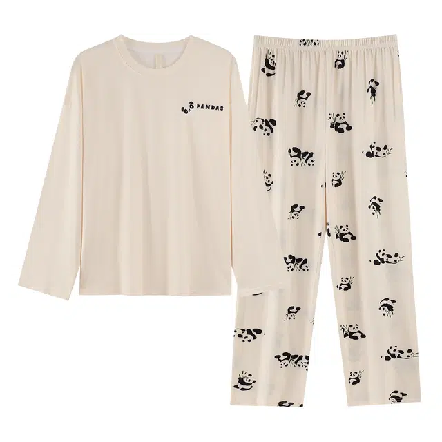 莫代尔 秋冬舒适经典轻盈透气宽松亲肤慵懒百搭家居服可外穿睡衣套装 女款