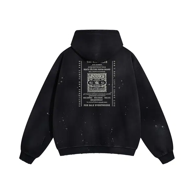 MIND ERROR Vintage Stamp Print Pullover Sweatshirt