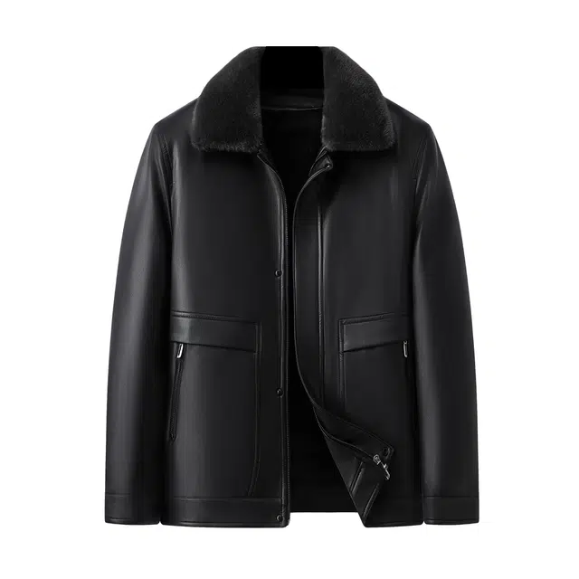 百胜狐 大码男装冬季胖子加肥宽松休闲机车风外套皮衣 男款