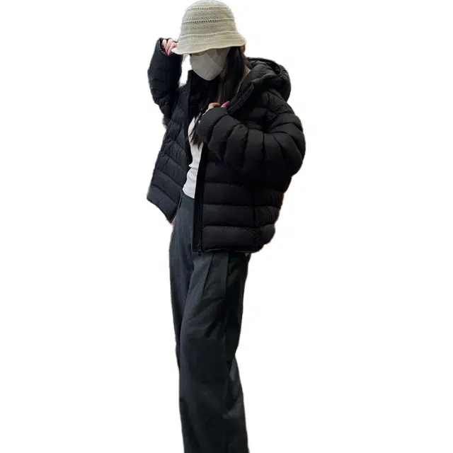 敲模女孩 韩系学院风设计感连帽小个子轻薄排骨外套羽绒服 女款