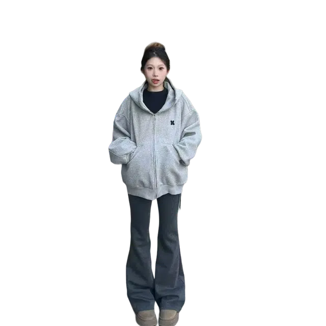 一碗士多  空气层廓形开衫纯色宽松舒适连帽小众个性化高级感无性别主义不挑人百搭日常情侣城市户外通勤出街拍照慵懒学院风棒球服 男女同款