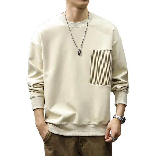 前进牛 美式复古潮牌拼接圆领宽松痞帅休闲运动卫衣 男款