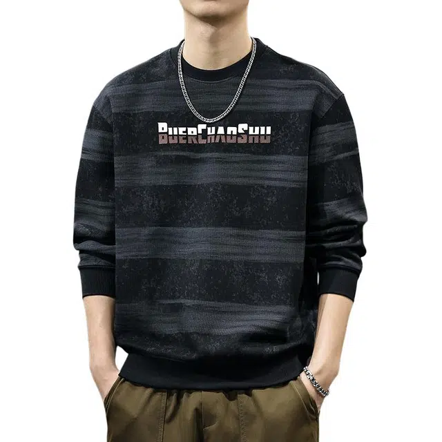 遨宇 美式经典复古潮牌嘻哈街头圆领长袖卫衣 男款