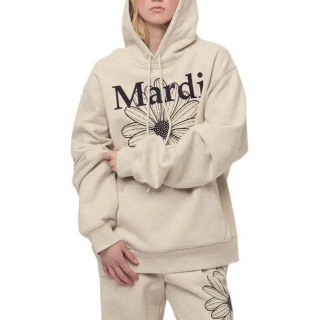 MARDI MERCREDI FW25 OVERSIZED HOODY FLOWERMARDI_OATMEAL BLACK