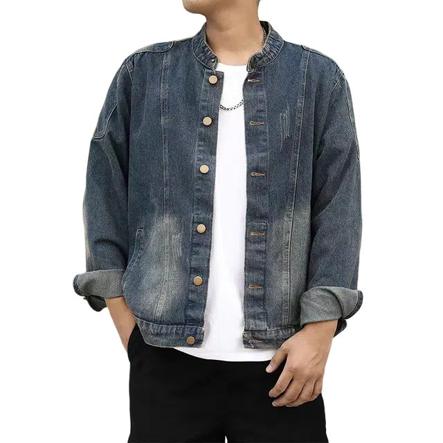 一碗士多 拼接结构抓痕纽扣美式复古高街时尚流行痞帅个性高级设计日常通勤宽松舒适百搭不挑人夹克 男女同款