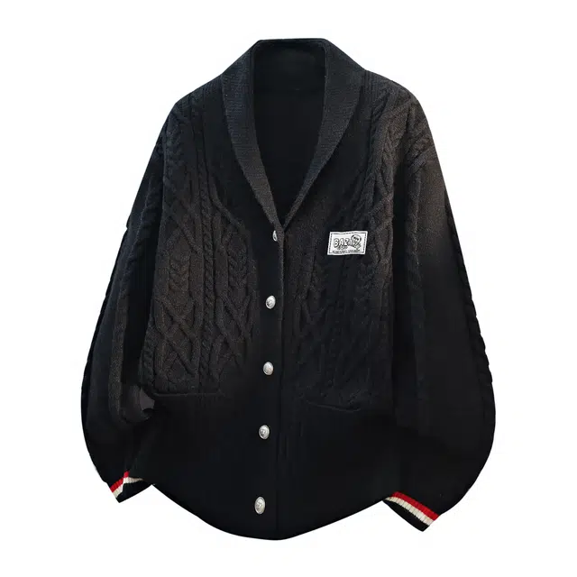 吾皇猫 原创美式复古慵懒风软糯设计感粗条纹浮雕西装领撞色针织开衫外套秋冬季百搭休闲宽松保暖加厚高级感单排扣长袖外穿毛衣 男女同款