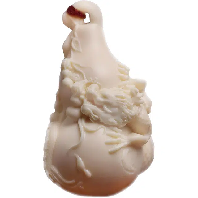 檀欣 中式精雕龙腾万福葫芦 创意文玩家居汽车挂件 象牙果 工艺品手把件 男女同款情侣款 礼盒装