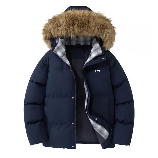 贵人鸟 生活系列 复古简约宽松百搭可拆卸毛领防风连帽舒适加厚保暖外套派克棉服 男女同款