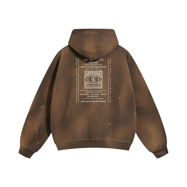 MIND ERROR Vintage Stamp Print Pullover Sweatshirt