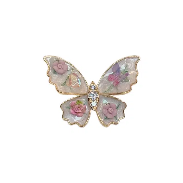 聆听花开 超仙甜美彩晕染渐变紫小众设计高级感气质优雅法式个性百搭配饰别针高档胸花 合金 胸针 女款