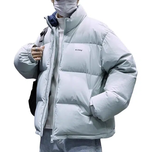 童先森 白鸭绒男冬季立领加厚保暖短款外套简约百搭面包服羽绒服 男款