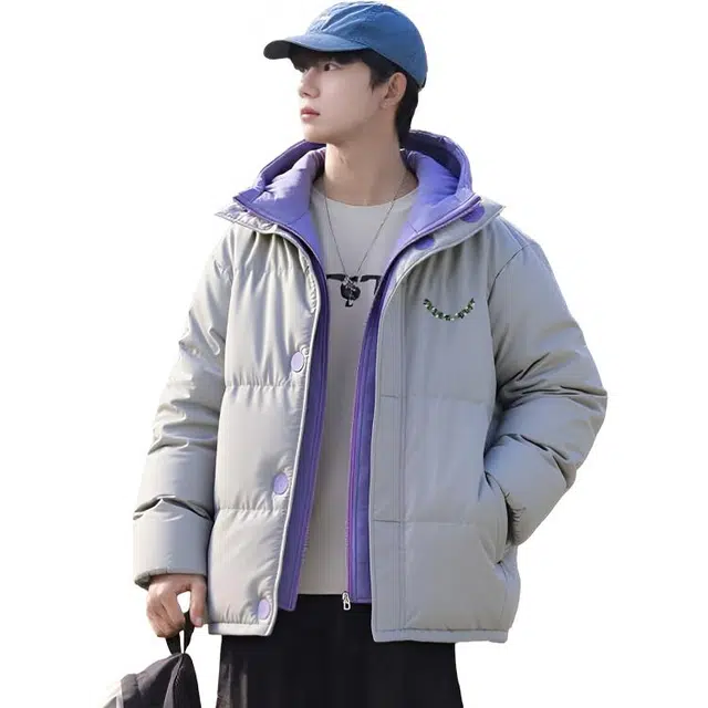 图兰朵 美式复古花束字母印花连帽秋冬款潮牌百搭时尚舒适宽松保暖假两件加厚外套棉服 男女同款