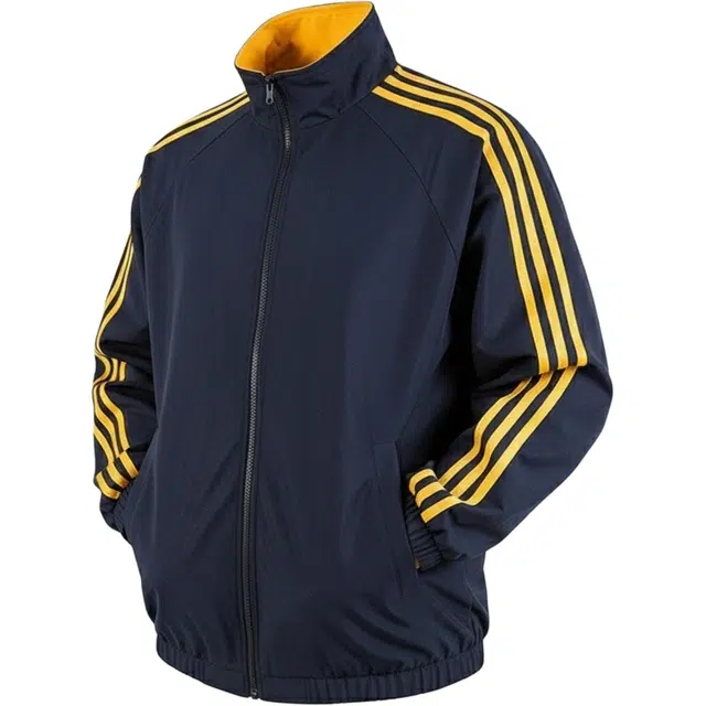 半空山 美式复古基础款街头双面穿三条杠条纹时尚潮流痞帅防泼水日常休闲宽松百搭运动学院风立领秋冬外套夹克 男女同款