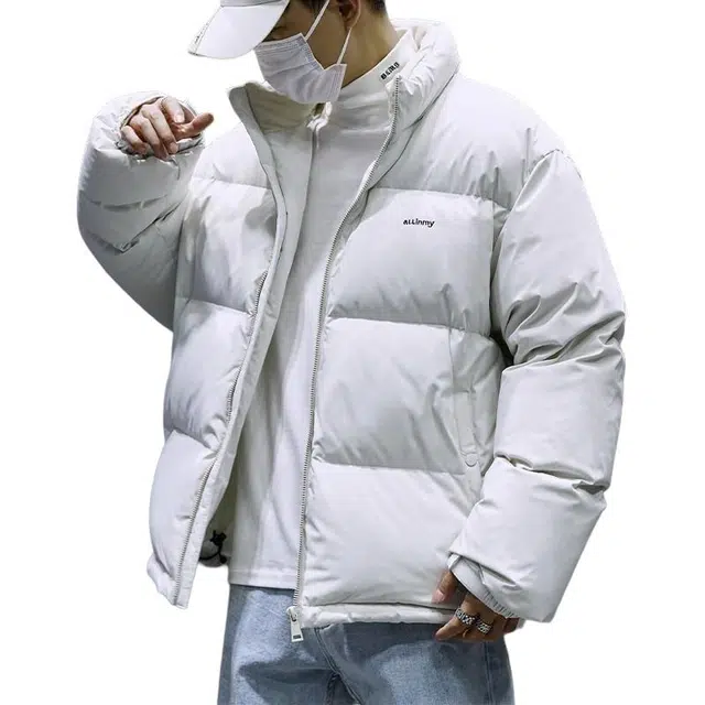 隐狼世家 白鸭绒男冬季立领加厚保暖短款外套简约百搭面包服羽绒服 男款