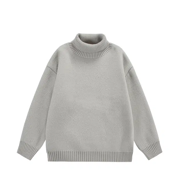 冬季美式复古休闲保暖高领穿搭毛衣 男女同款