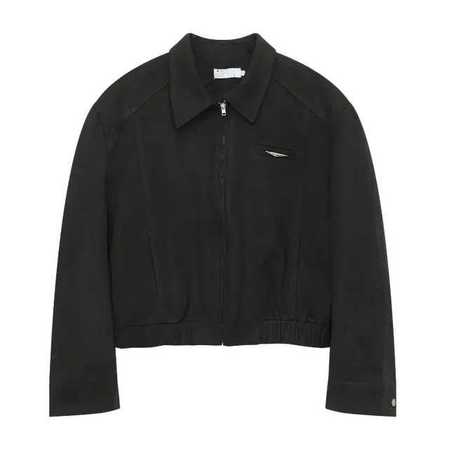 一碗士多  垫肩翻领金属标纯色立体廓形短款小众设计高级感宽松舒适休闲百搭日常城市户外通勤出街拍照简约成熟痞帅风棒球服 男女同款