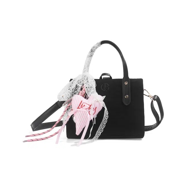 阿玛尼【定制化妆包】琥珀 黑糖甜心结浪漫 甜美 灵动  艺术感 少女心 约会  通勤 黑色帆布高定收纳包