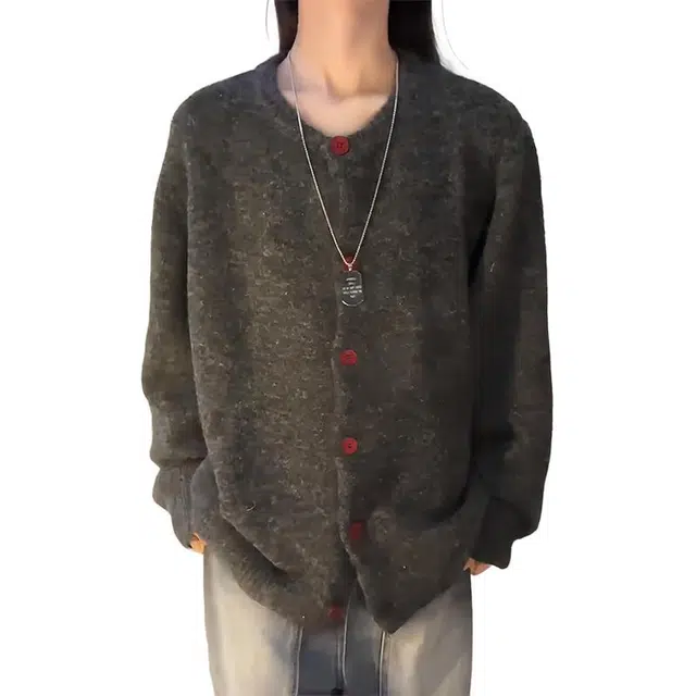 单爵 美式复古开衫上衣男款秋季老钱风宽松慵懒针织衫 男女同款