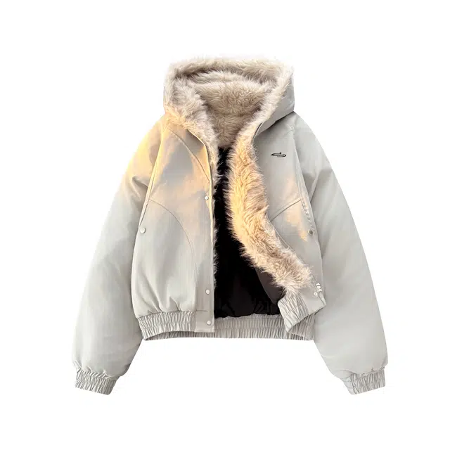 明尼凯 美式复古高街潮牌毛领座山雕慵懒氛围感宽松休闲舒适百搭结构加厚保暖短款小众个性痞帅时尚潮流连帽情侣款外套棉服 男女同款