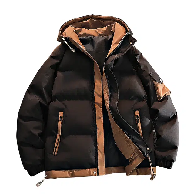 棉基因 冬季连帽撞色拼接优质棉棒球服保暖高个小个子日系男简约潮流夹棉袄子美式高街工装风青少年职场通勤学院风棉衣外套 男女同款