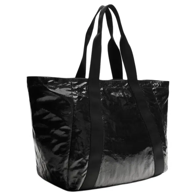 ZARA Shiny Tote Bag Nylon Black