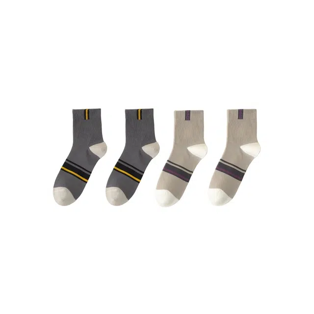 皇室品轩 袜子春秋款吸汗透气拼色潮流学院风休闲商务百搭款舒适中筒袜 男款