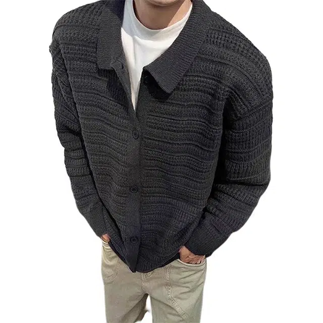 单爵 开衫外套男款秋冬慵懒风高级感男装针织衫 男女同款