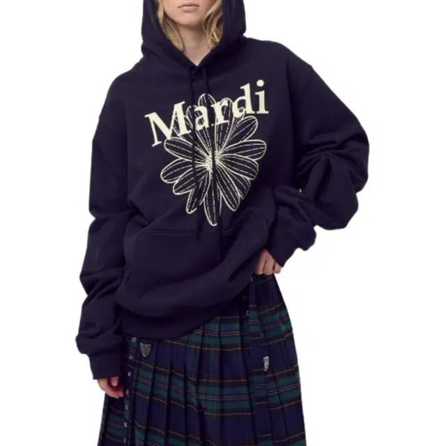 MARDI MERCREDI FW25 OVERSIZED HOODY FLOWERMARDI_NAVY IVORY