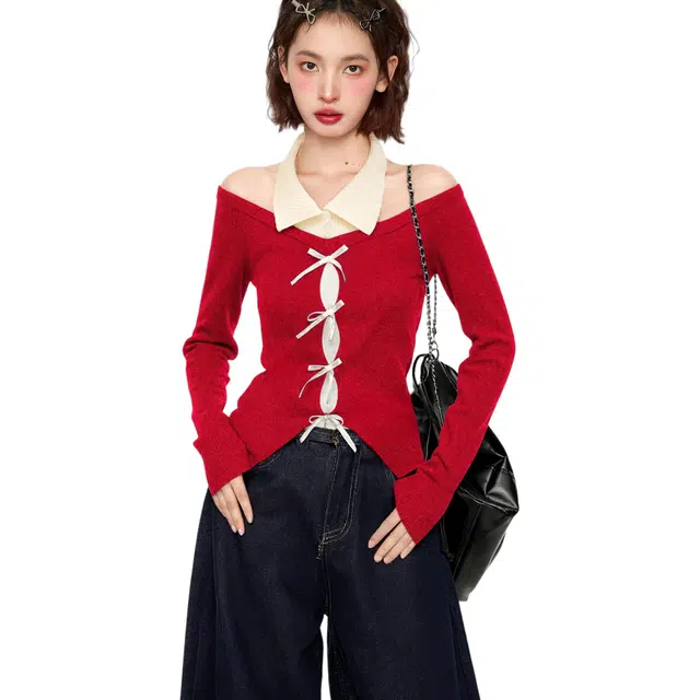 柏黛妃 潮流时尚百搭长袖针织衫 女款