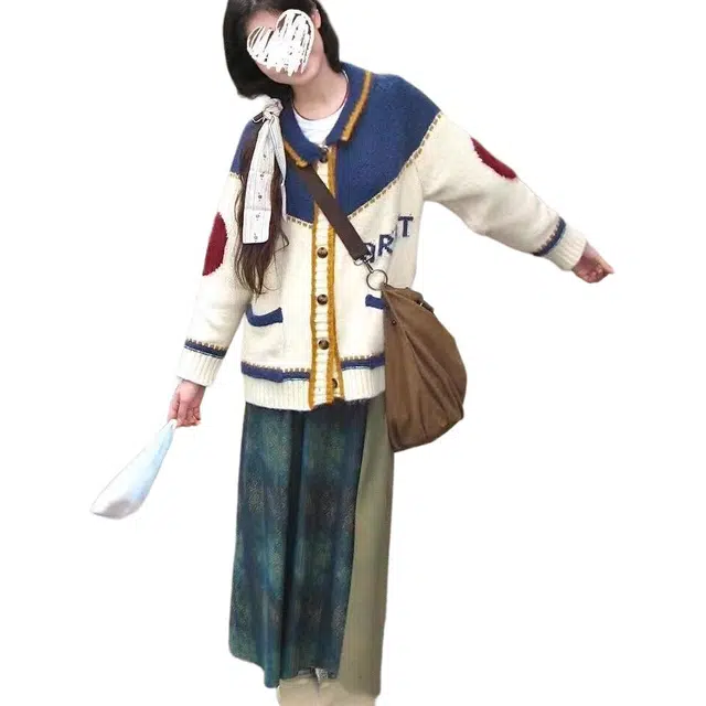 纤丝鸟 复古设计美式小众宽松感时尚舒适针织衫 女款