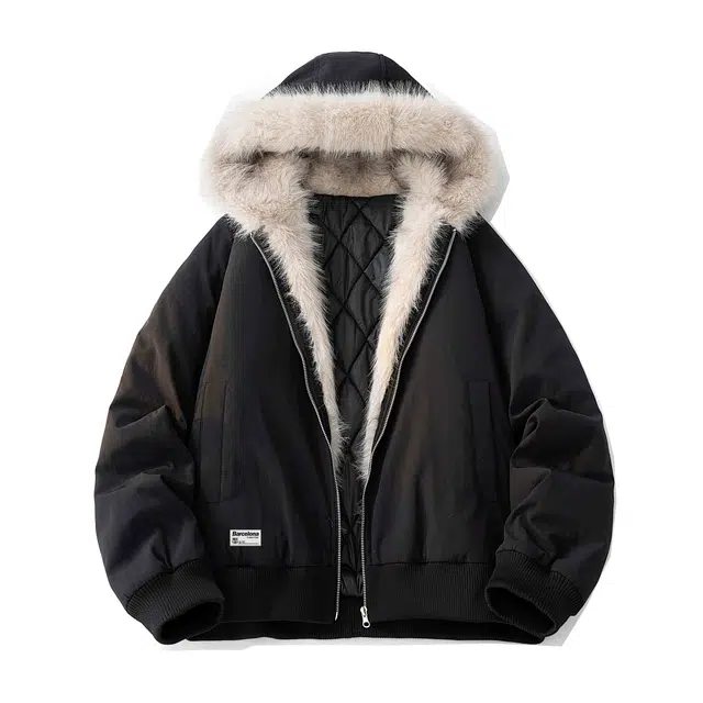 巴塞罗那足球俱乐部 美式学生高街基础款纯色字母印花休闲宽松保暖防风潮牌百搭棉服 男女同款